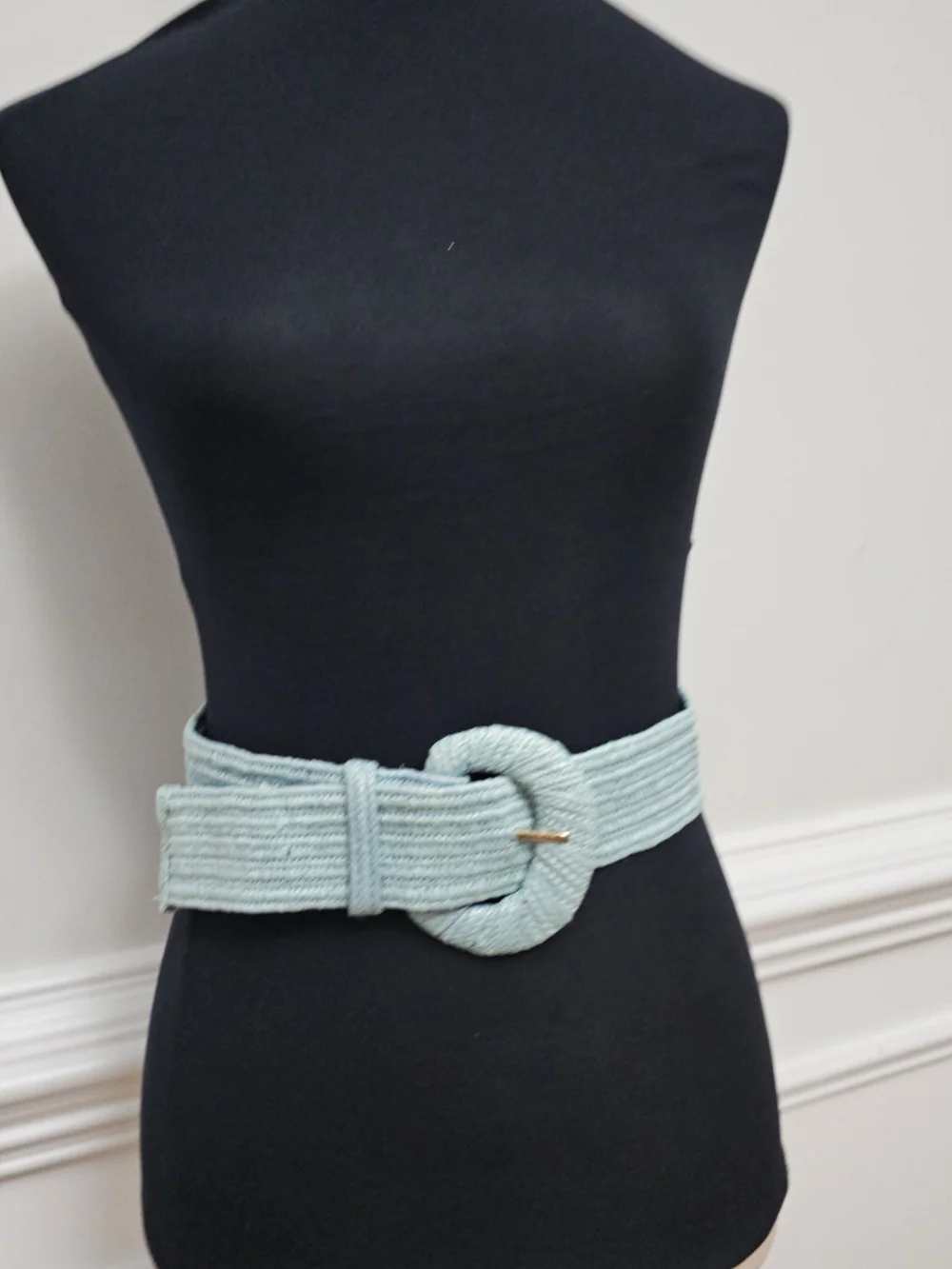 Light Mint /Teal Braided Round-Buckle Women's Belt Stretchy BOHO